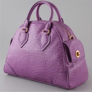 Marc Jacobs Purple Ostrich-Effect Satchel with Gold Hardware